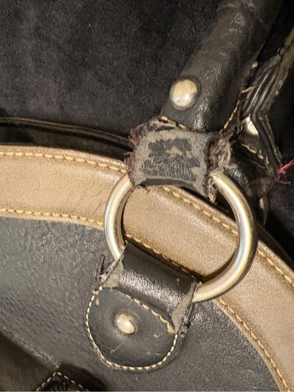 Justin Boots Brown Leather Shoulder Bag with Turquoise Stitching